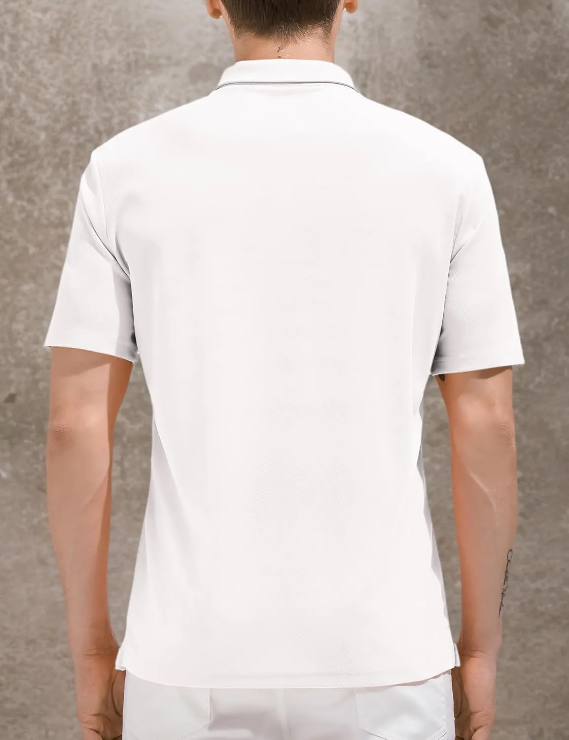 Aleture Men Polo T Shirts Polyester Performance Polos, Short Sleeve Collared Shirt for Business Casual Wear, Regular Fit