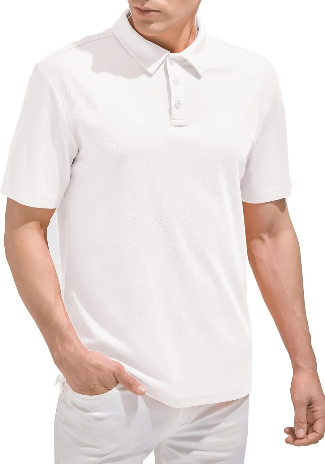 Aleture Men Polo T Shirts Polyester Performance Polos, Short Sleeve Collared Shirt for Business Casual Wear, Regular Fit