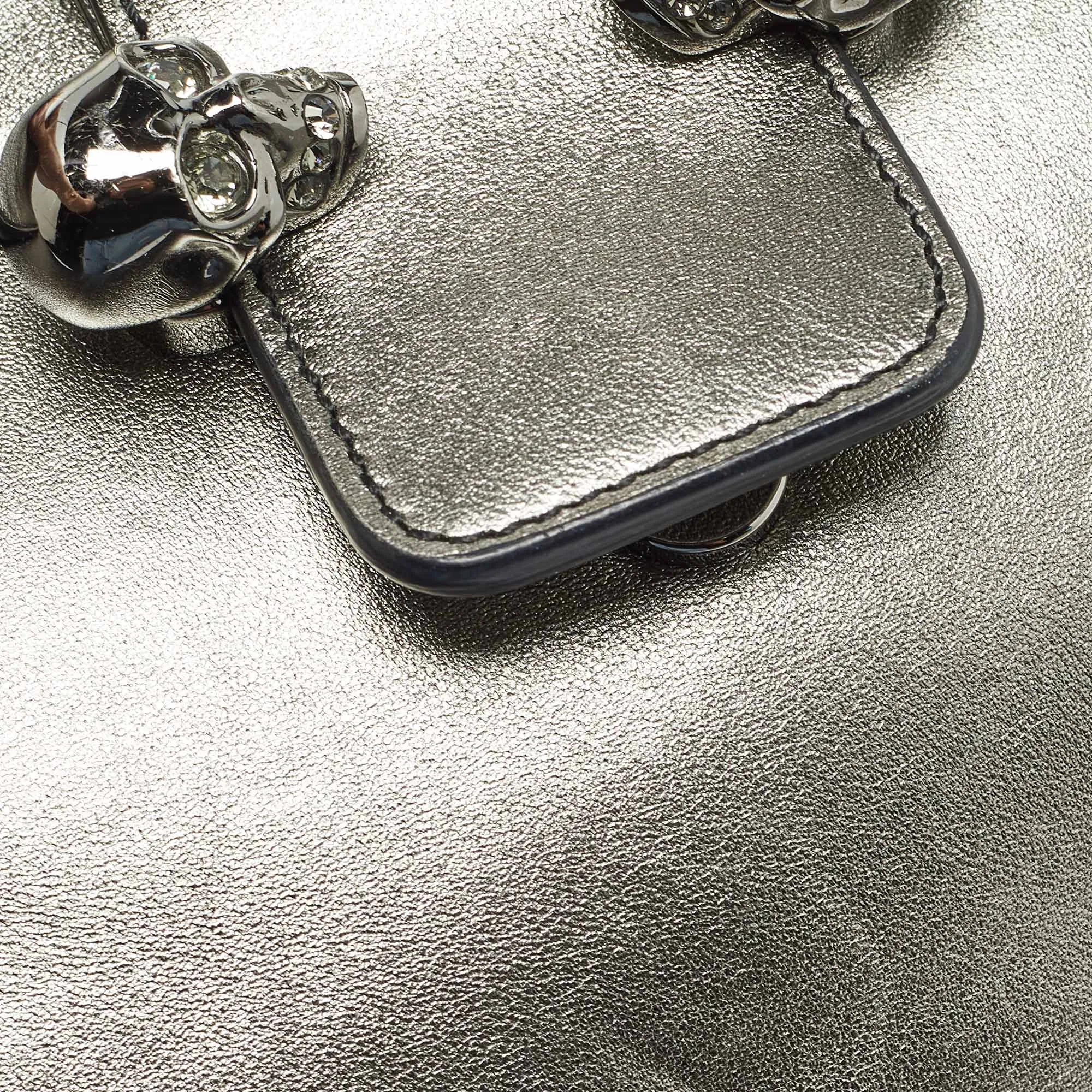 ALEXANDER MCQUEEN Metallic Leather Twin Skull Shoulder Bag