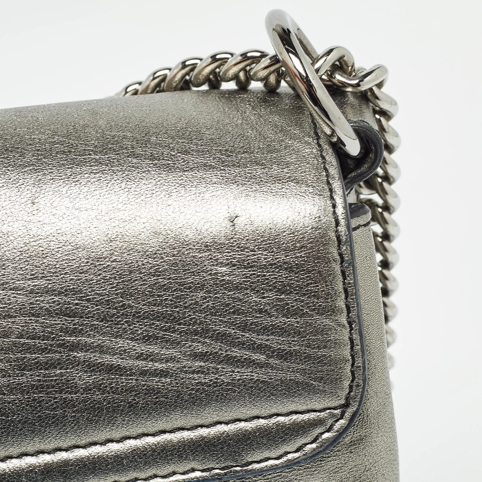 ALEXANDER MCQUEEN Metallic Leather Twin Skull Shoulder Bag