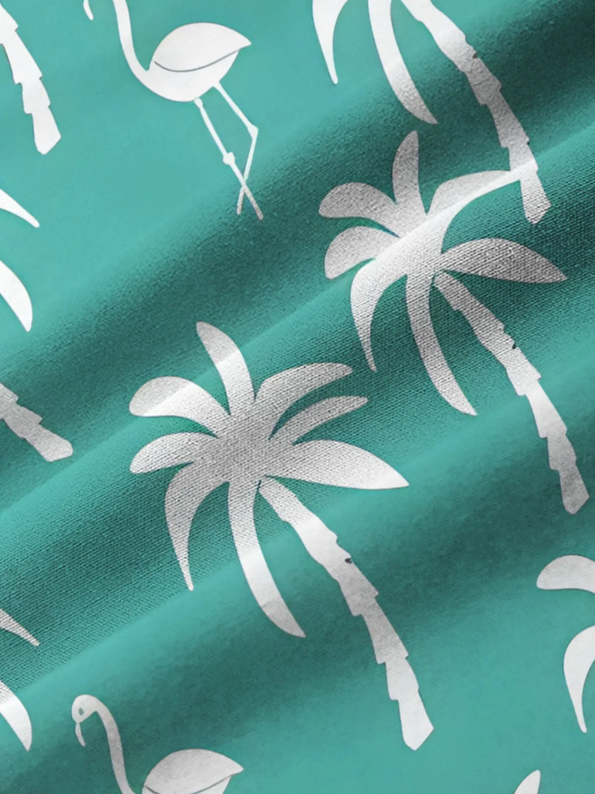 Alohadaddy Beach Vacation Coconut Tree Men's Hawaiian Shirts Flamingo Cartoon Stretch Pocket Camp Shirts