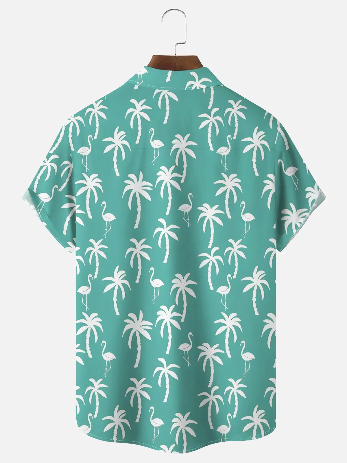 Alohadaddy Beach Vacation Coconut Tree Men's Hawaiian Shirts Flamingo Cartoon Stretch Pocket Camp Shirts
