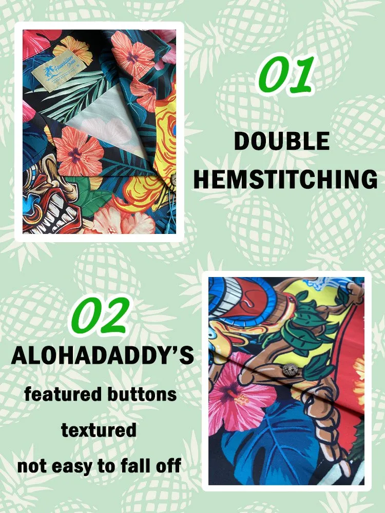 Alohadaddy Deep Gray Ombre Coconut Trees Casual Cotton-Blend Plus Size Shirts
