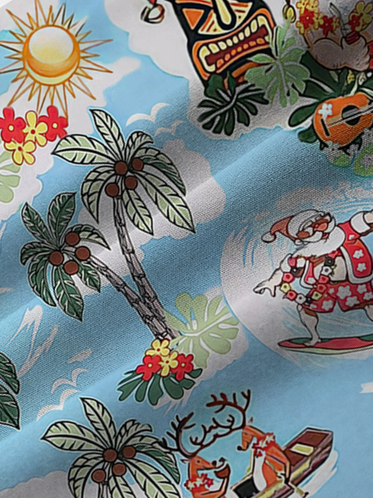 Alohadaddy Hawaiian Coconut Tree Print Men's Button Pocket Shirt
