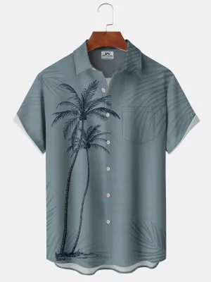 Alohadaddy Hawaiian Coconut Tree Tropical Plants Pocket Shirt