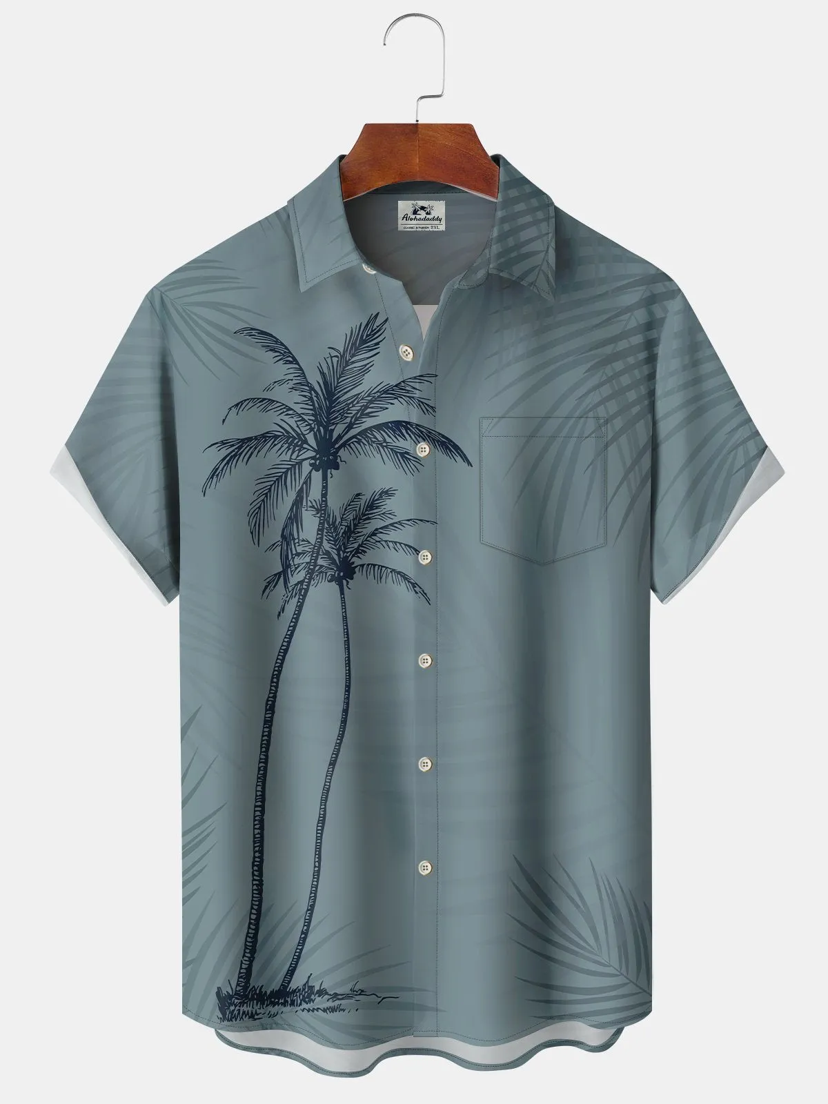 Alohadaddy Hawaiian Coconut Tree Tropical Plants Pocket Shirt