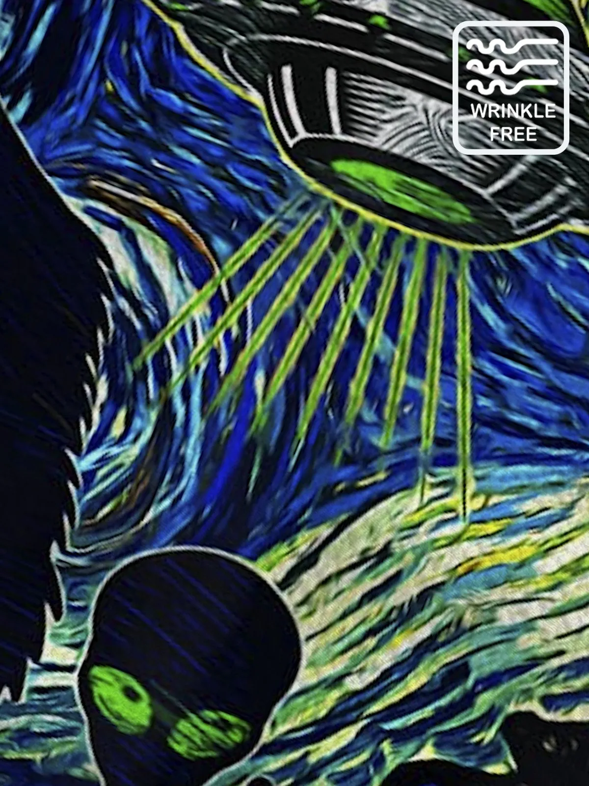 Alohadaddy Mysterious Animals Bigfoot & ET Blue Men's Hawaiian Shirts Art Stretch Wrinkle Free Seersucker Aloha Camp Pocket Shirts