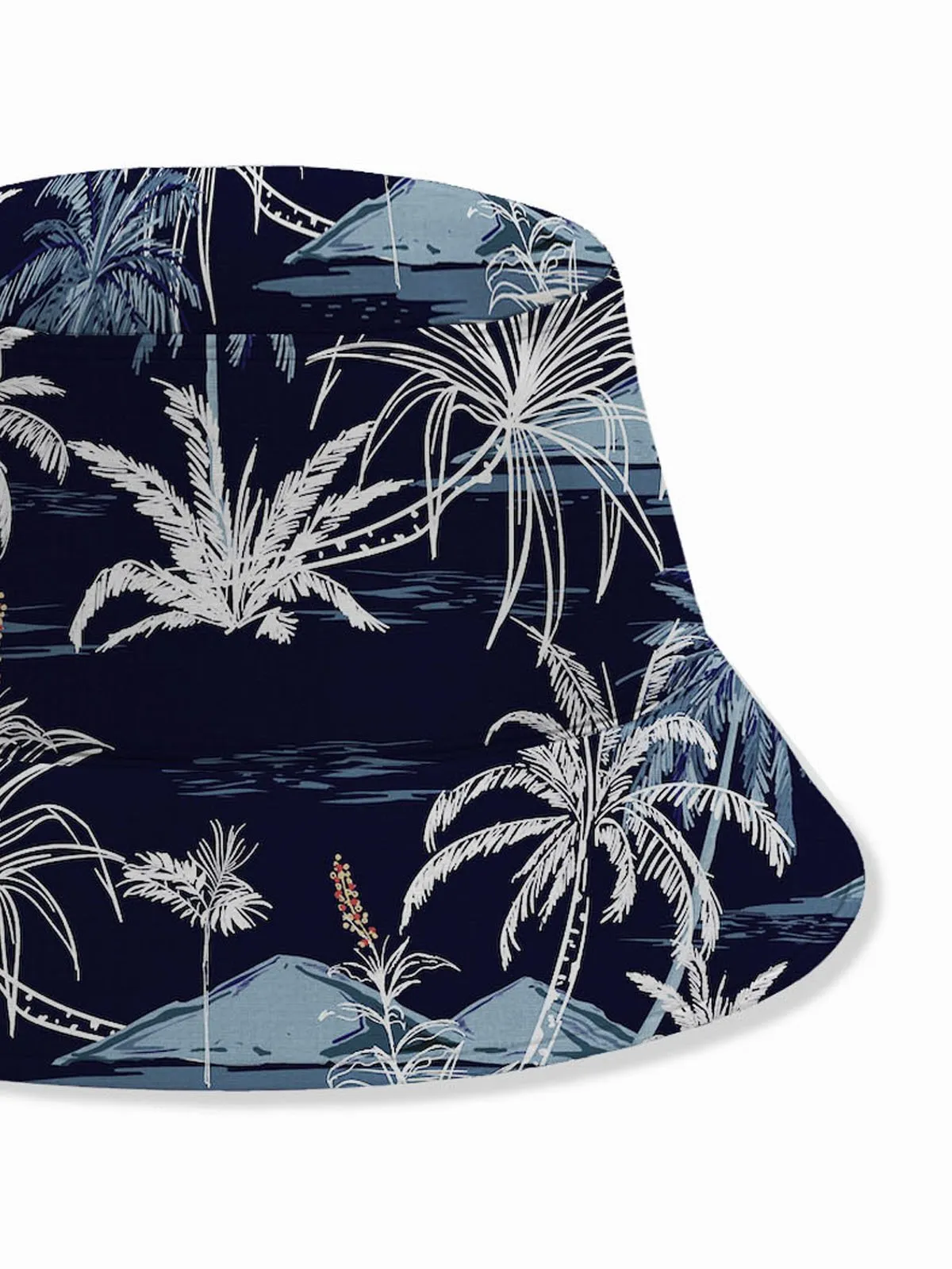Alohadaddy Navyblue Hawaii Coconut Tree Printed Hats