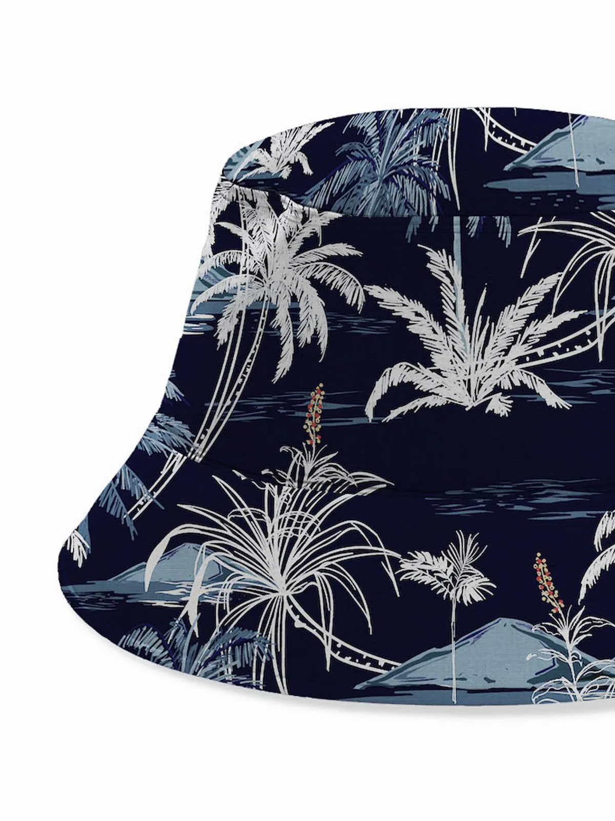 Alohadaddy Navyblue Hawaii Coconut Tree Printed Hats