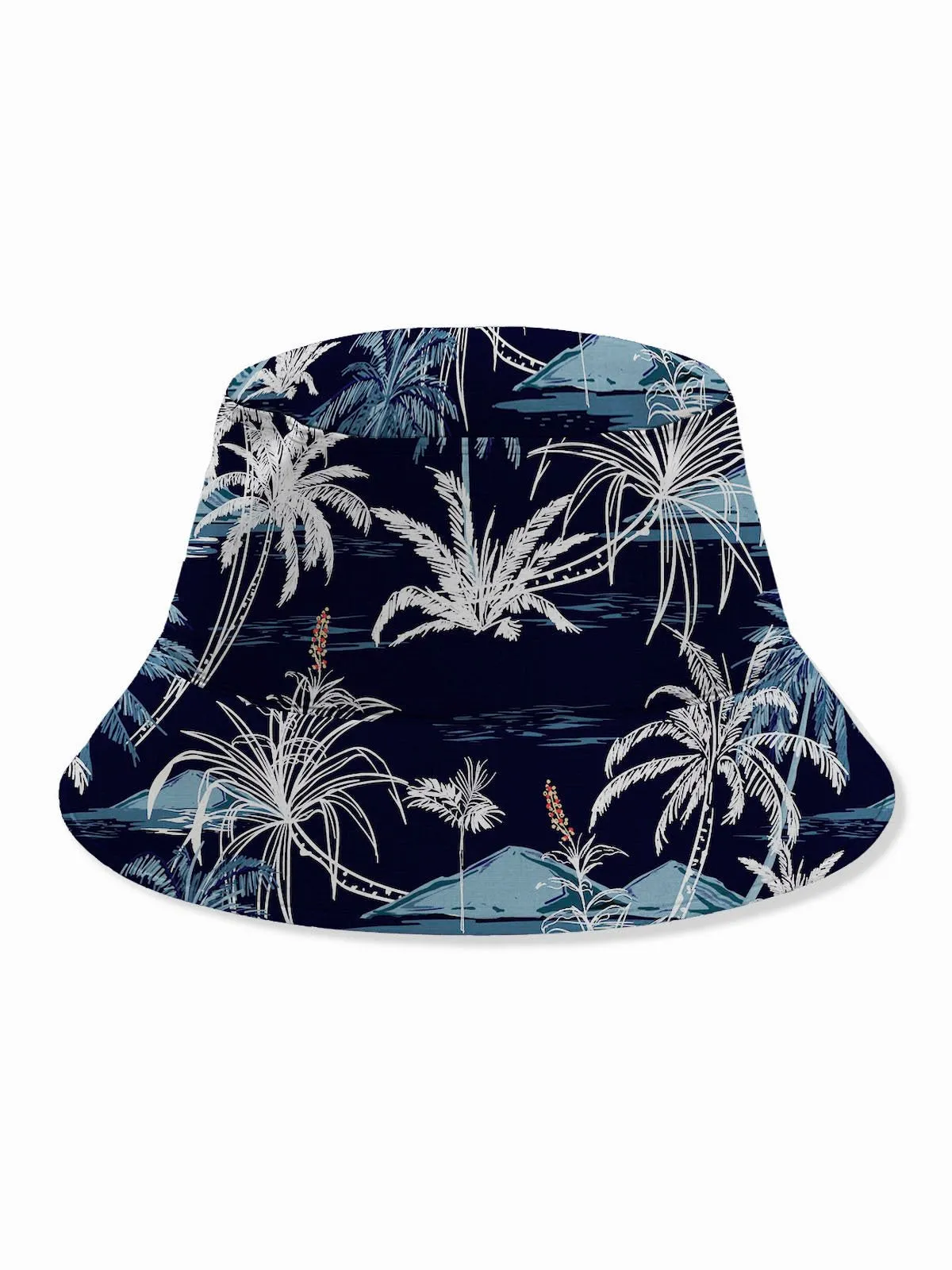 Alohadaddy Navyblue Hawaii Coconut Tree Printed Hats