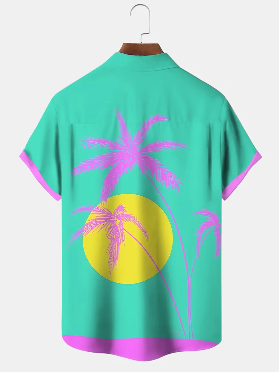 Alohadaddy Plant Coconut Tree Beach Button Pocket Casual Short Sleeve Shirt