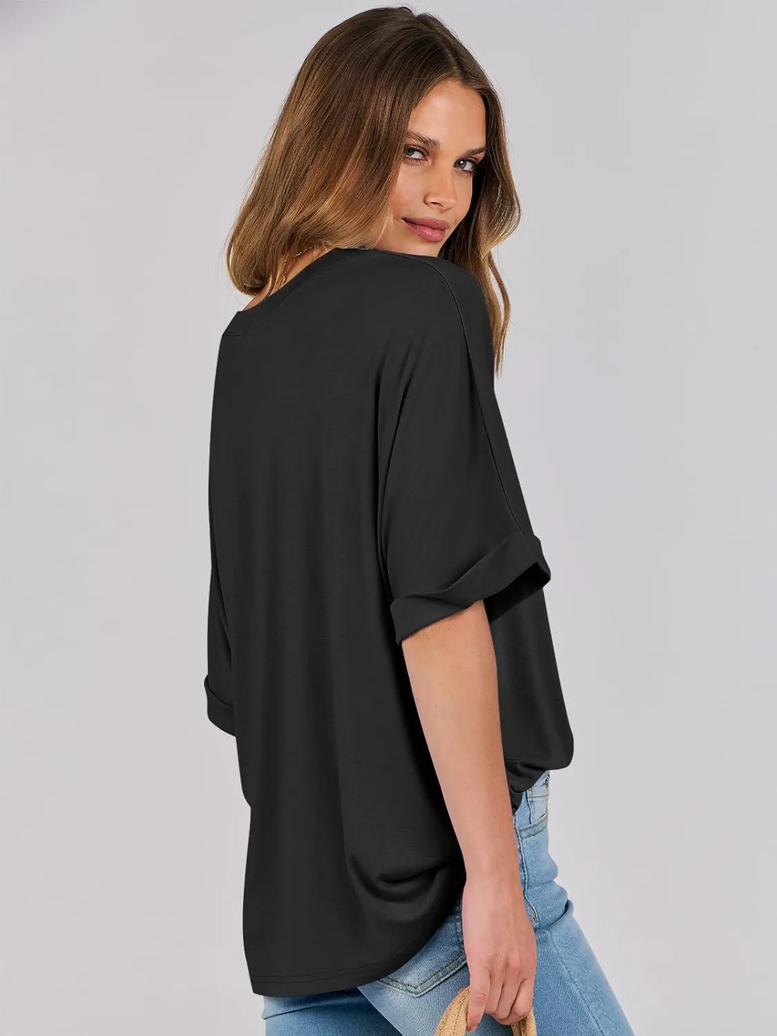 ANRABESS Womens Tops Oversized T Shirts Short Sleeve Crewneck Summer Casual Loose Basic Tee Shirt 2025 Trendy Fashion Clothes