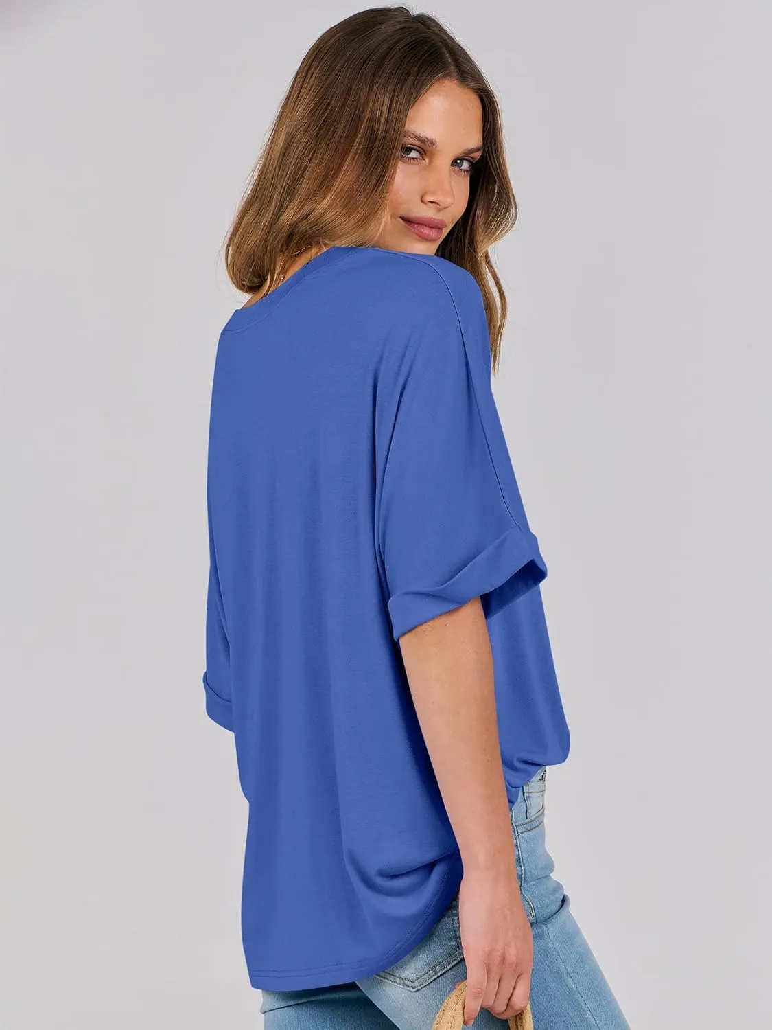 ANRABESS Womens Tops Oversized T Shirts Short Sleeve Crewneck Summer Casual Loose Basic Tee Shirt 2025 Trendy Fashion Clothes