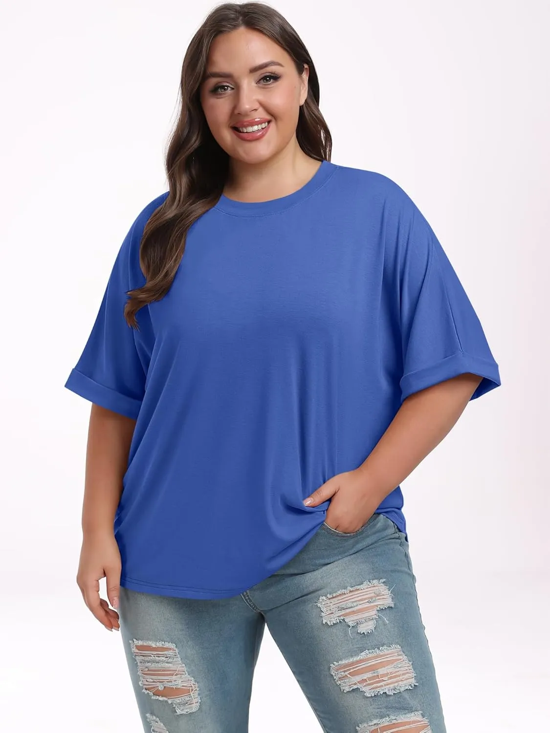 ANRABESS Womens Tops Oversized T Shirts Short Sleeve Crewneck Summer Casual Loose Basic Tee Shirt 2025 Trendy Fashion Clothes