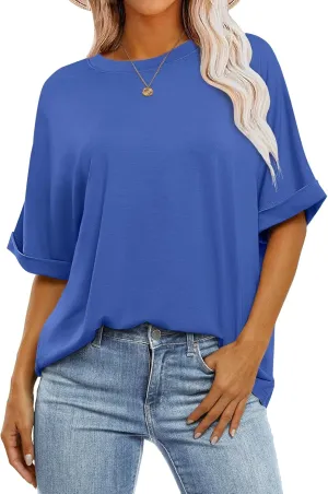 ANRABESS Womens Tops Oversized T Shirts Short Sleeve Crewneck Summer Casual Loose Basic Tee Shirt 2025 Trendy Fashion Clothes