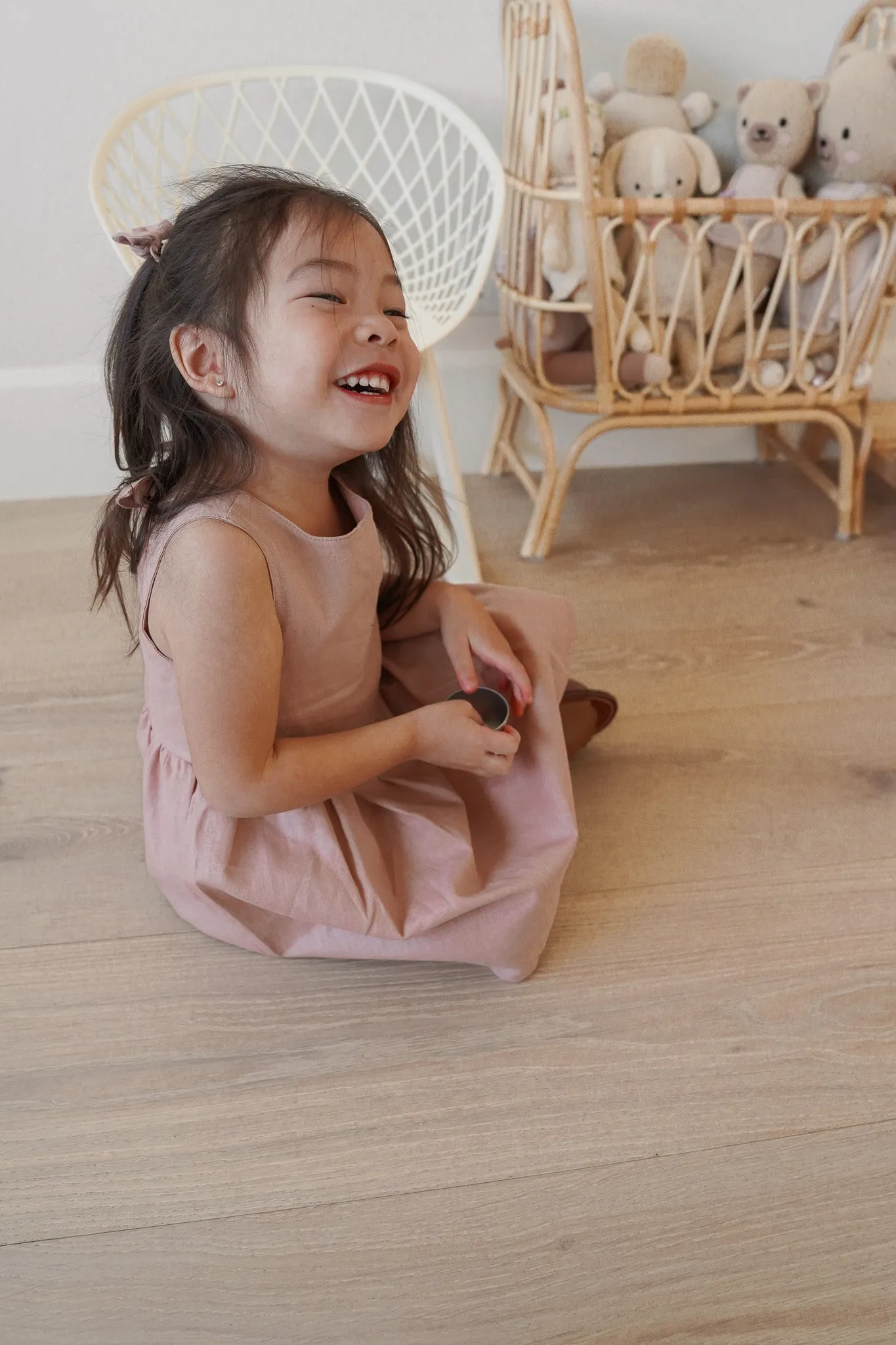 Arabella baby dress / linen - vintage rose