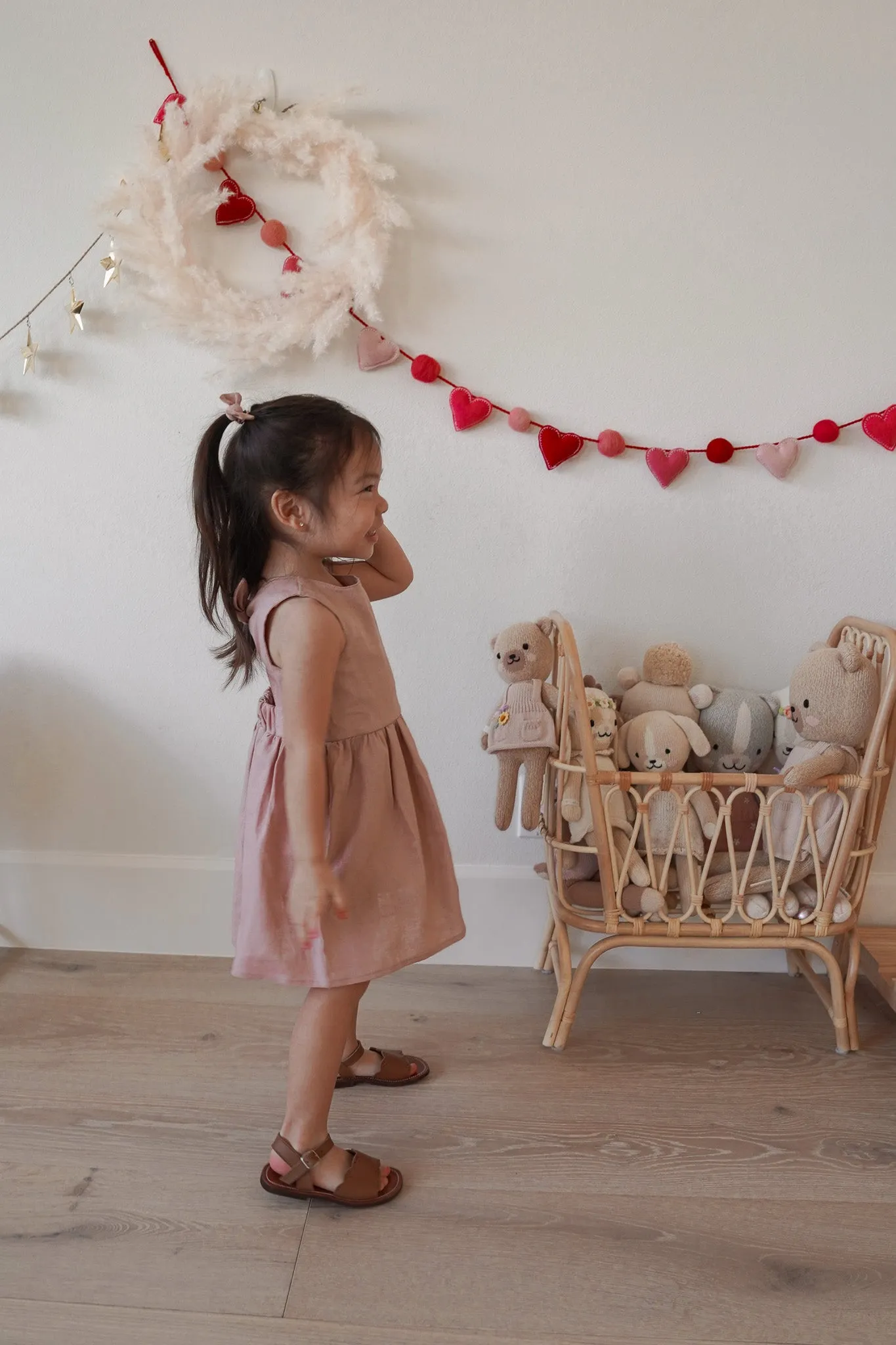 Arabella baby dress / linen - vintage rose
