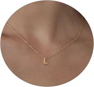 ASCOMY Initial Necklace for Women Dainty Gold Letter Necklaces 14k Gold Plated Personalized Tiny Initial Pendant Necklace Cute Letter A-Z Name Necklace Simple Initial Jewelry Gift for Women