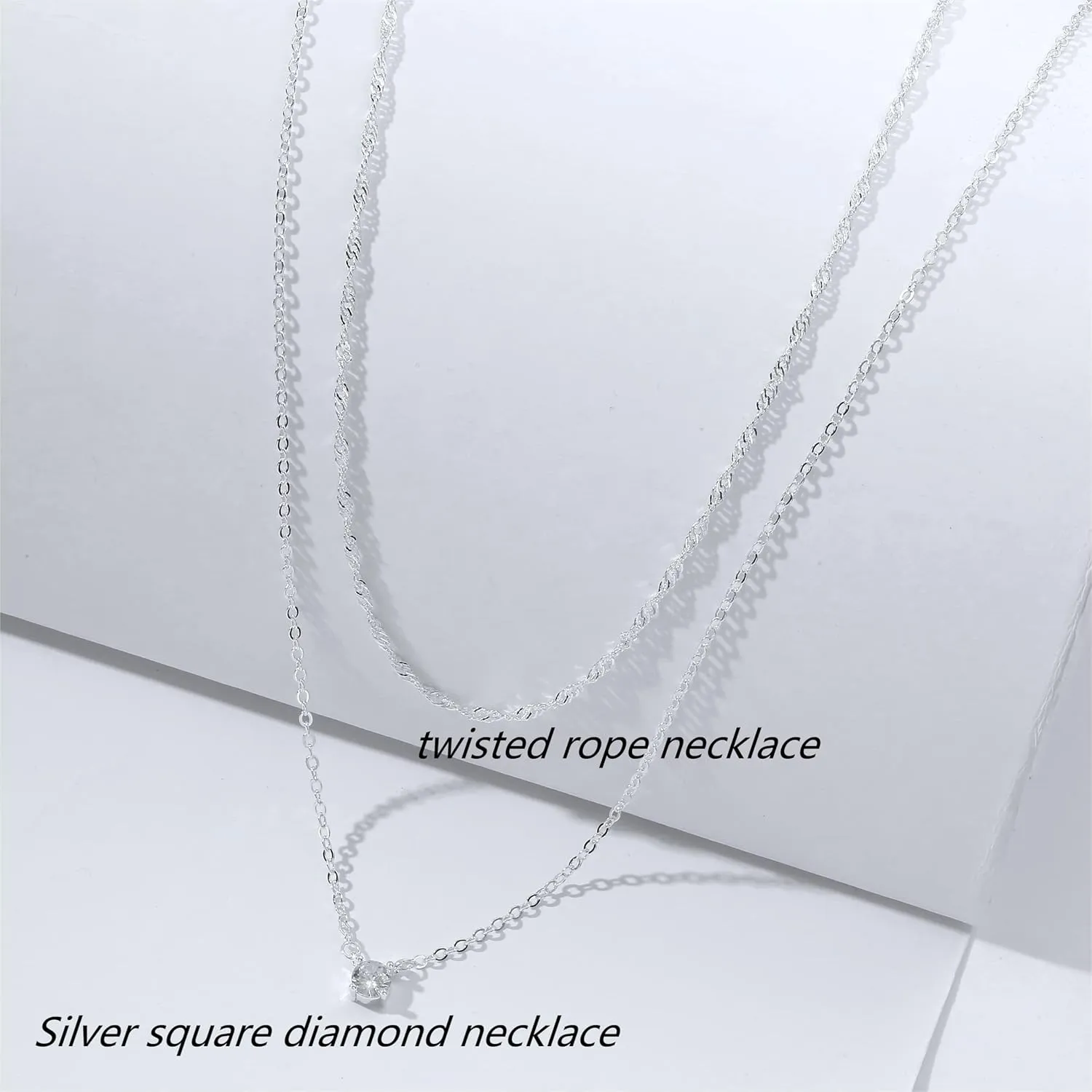 ASCOMY Necklaces for Women Dainty Necklace14K Gold/Silver Plated Sparkling Twist Rope Silver Necklaces Herringbone Figaro Shiny Cubic Zirconia Pendant CZ Cross Choker Necklace Jewelry Gift for Her