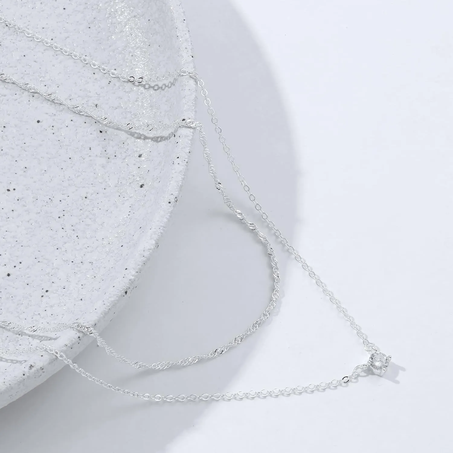 ASCOMY Necklaces for Women Dainty Necklace14K Gold/Silver Plated Sparkling Twist Rope Silver Necklaces Herringbone Figaro Shiny Cubic Zirconia Pendant CZ Cross Choker Necklace Jewelry Gift for Her