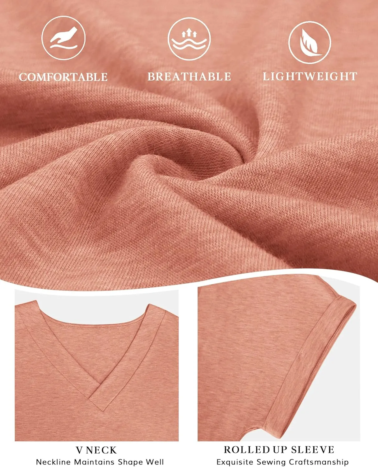 ATHMILE V Neck T Shirts for Women Summer Tops Soft Casual Short Sleeve Cute Basic Trendy Outfits 2025