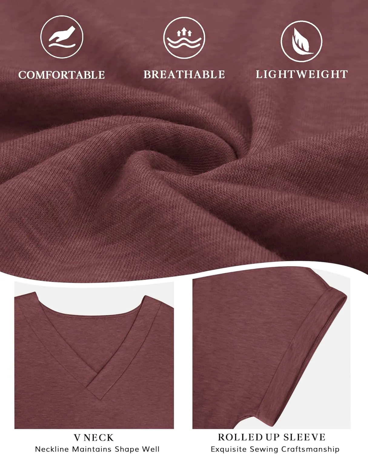 ATHMILE V Neck T Shirts for Women Summer Tops Soft Casual Short Sleeve Cute Basic Trendy Outfits 2025