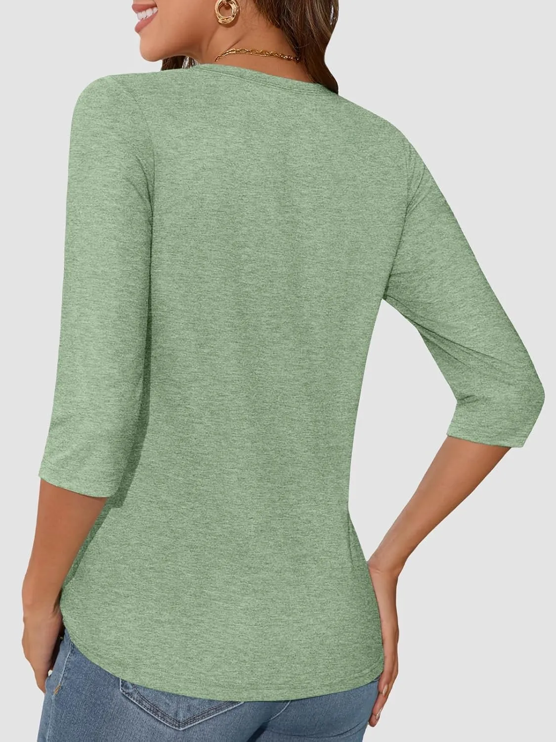 ATHMILE Womens 3/4 Sleeve T-Shirts Summer Tops Fall Fashion Blouses Beach Vacation Clothes Spring Tunic 2025 Trendy