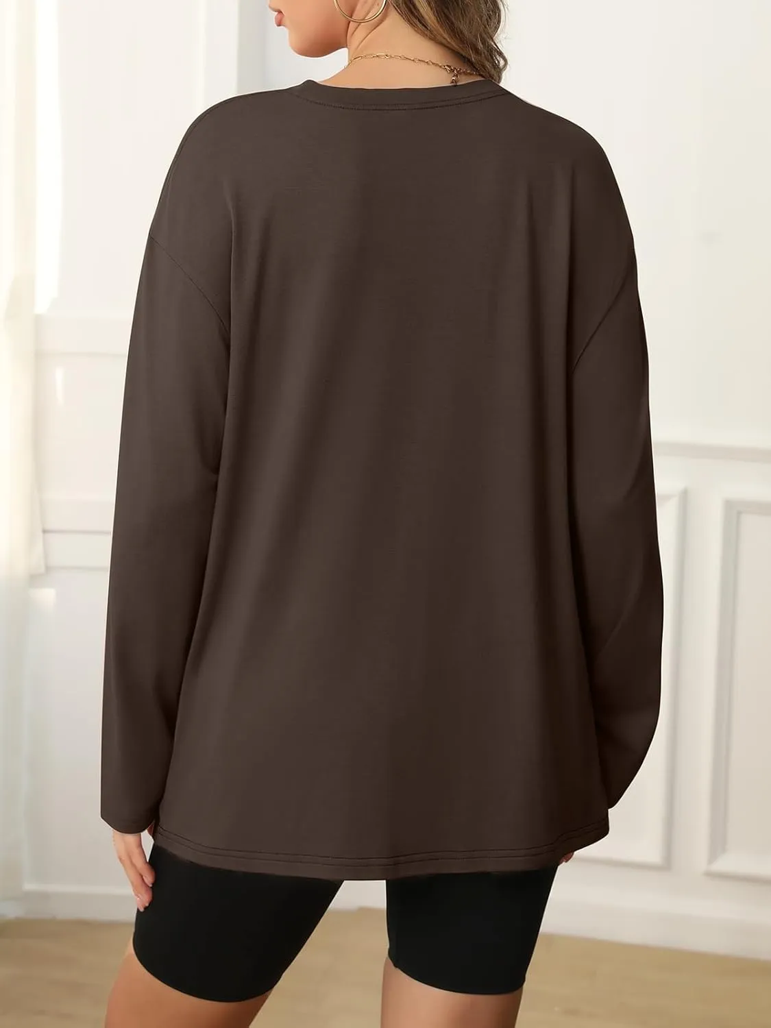 ATHMILE Womens Oversized Long Sleeve T Shirts Basic Crewneck Tee Fall Tops Casual Workout Fashion Casual Y2K Clothes