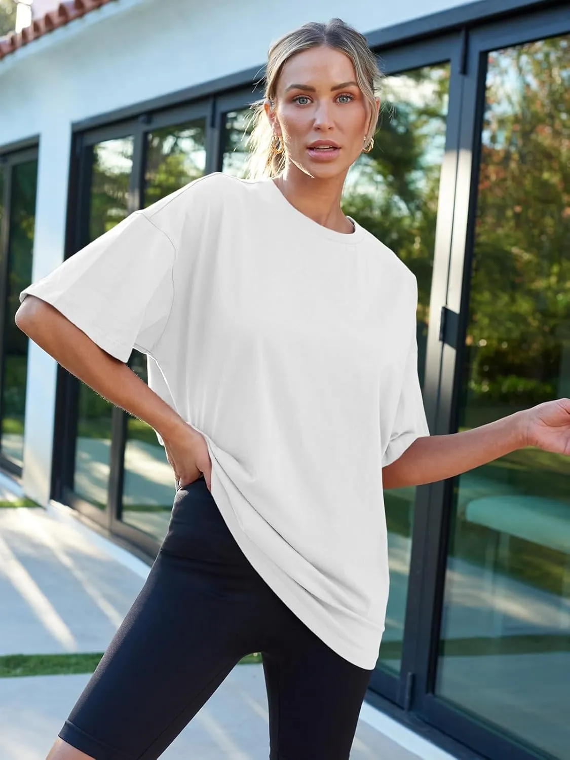 AUTOMET Womens Oversized T Shirts Workout Plus Size Short Sleeve Tops Casual Loose Basic Tees Summer Trendy Outfits 2025