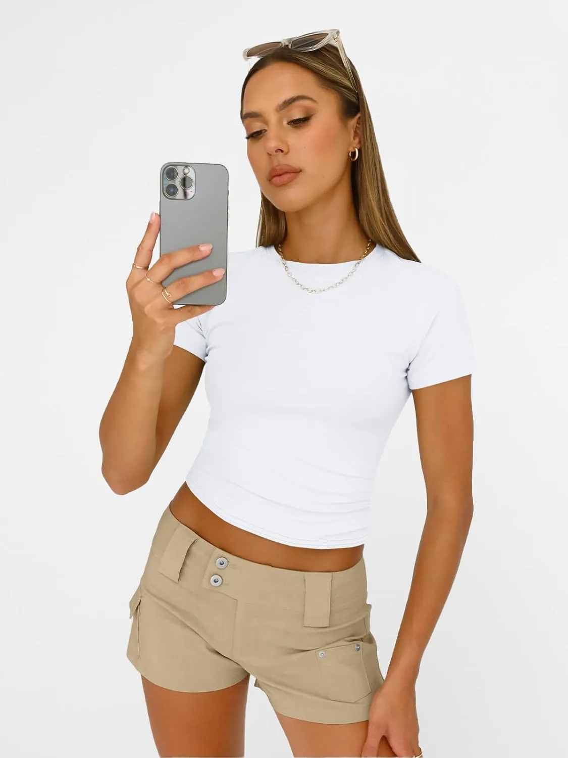 AUTOMET Womens Short Sleeve T Shirts Basic Summer 2025 Workout Tops Crew Neck Gym Crop Tops Trendy Y2K Clothes