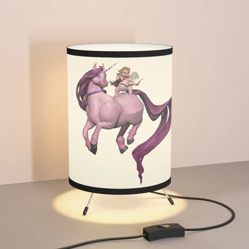 Baby Cupid with Horse Tripod Lamp with High-Res Printed Shade, US/CA plug