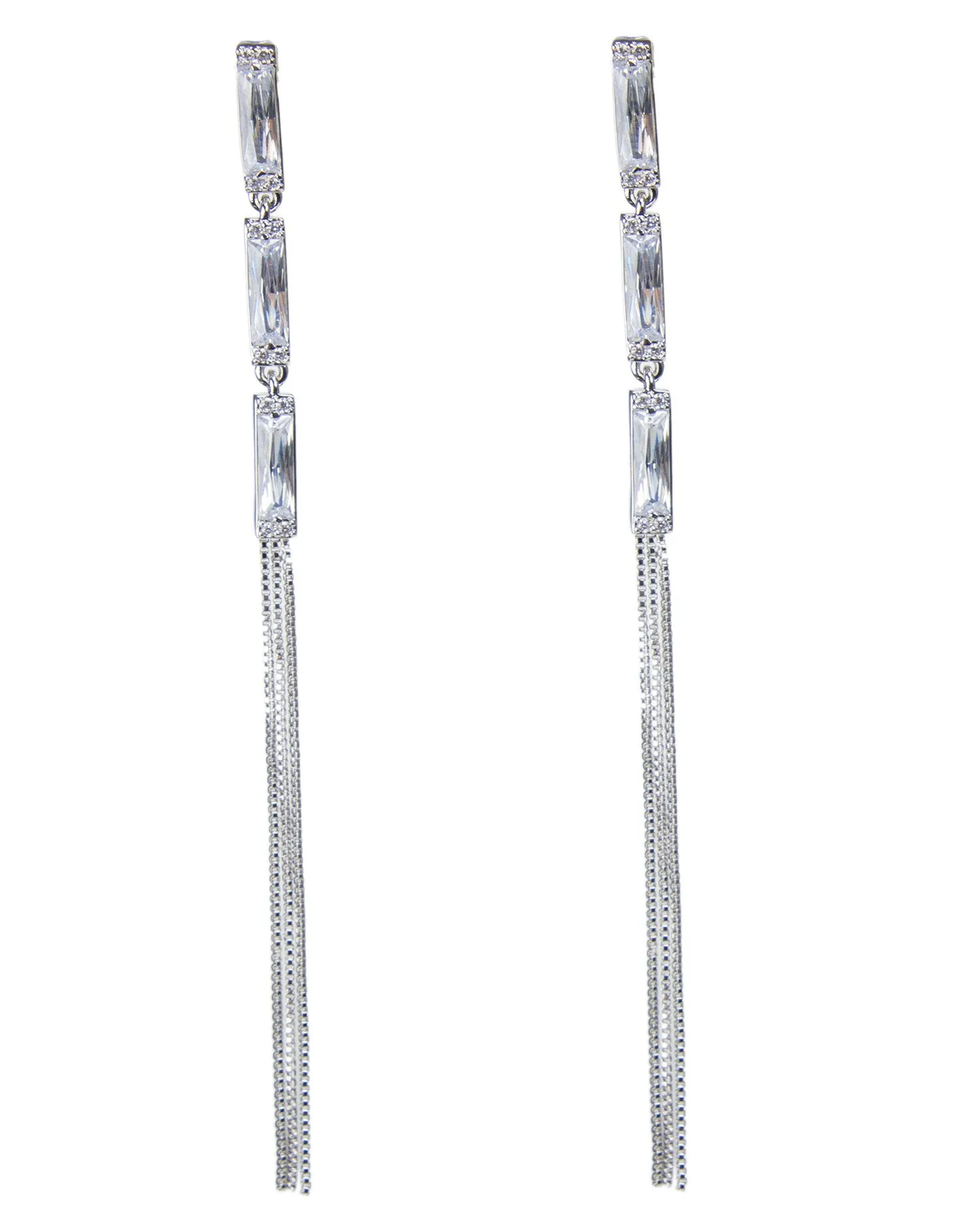 Baguette CZ Fringe Earrings