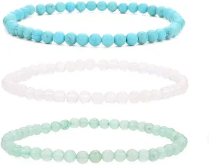 BALIBALI 4MM Mini Gemstone Energy Bracelets Tiny Bracelet Natural Stone Statement Bracelet Charm Beaded Couples Bracelets