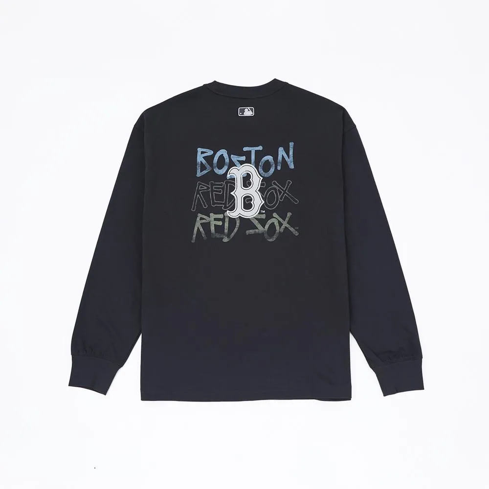 Basic Street Big Logo Oversized-Fit Long-Sleeve T-Shirt Boston Red Sox