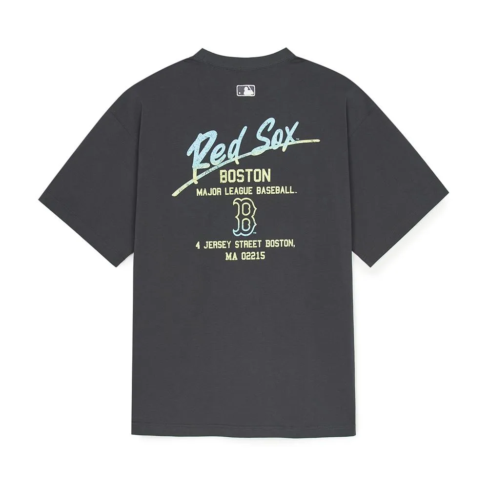 Basic Street Color Letter Logo Mega-Oversized-Fit T-Shirt Boston Red Sox