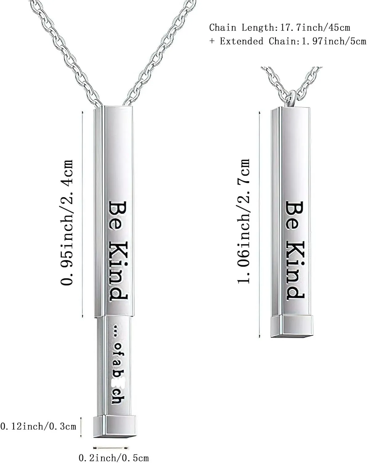 Be Kind Of A B Necklaces For Women, Hidden Message Necklace, Best Friends Sorority Sisters Friendship Jewelry Gift, Square Tube Pendant with Hidden Message Strap, Graduation Gift for Her