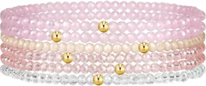 Beaded Bracelets for Women Stackable Bead Bracelets 6Pcs Bohemian Stretch Crystal Beads Boho Bracelet Set Friendship Jewelry