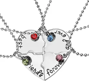 Best Friends Forever and Ever Necklaces for 4 Girls Heart Matching Bff Necklaces for Sister Friend Christmas Birthday Gifts for Women Teen Girl Friendship Necklace 4 Pcs