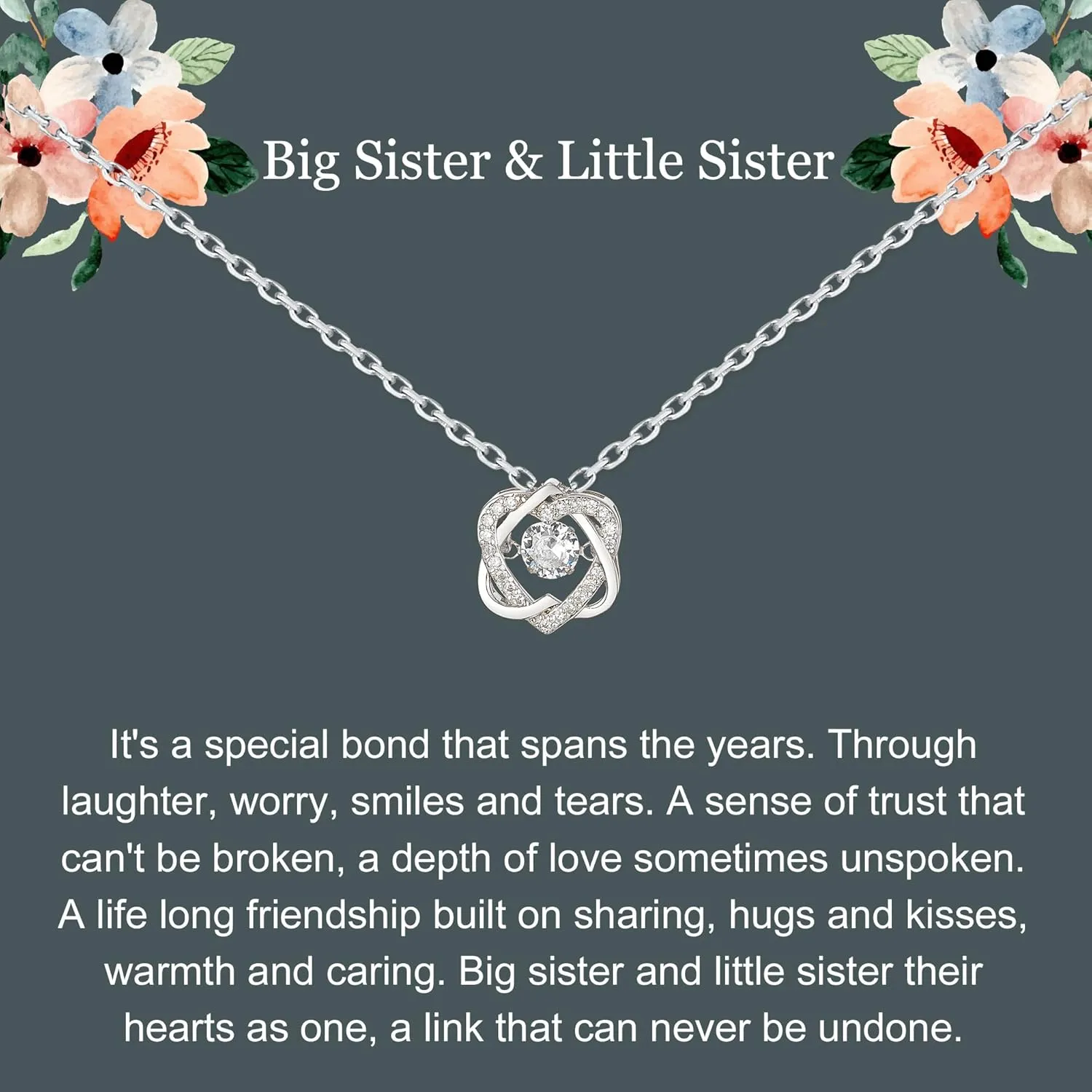 Big Sister & Little Sister Gifts: Sterling Silver Interlocking Infinity Heart Necklaces