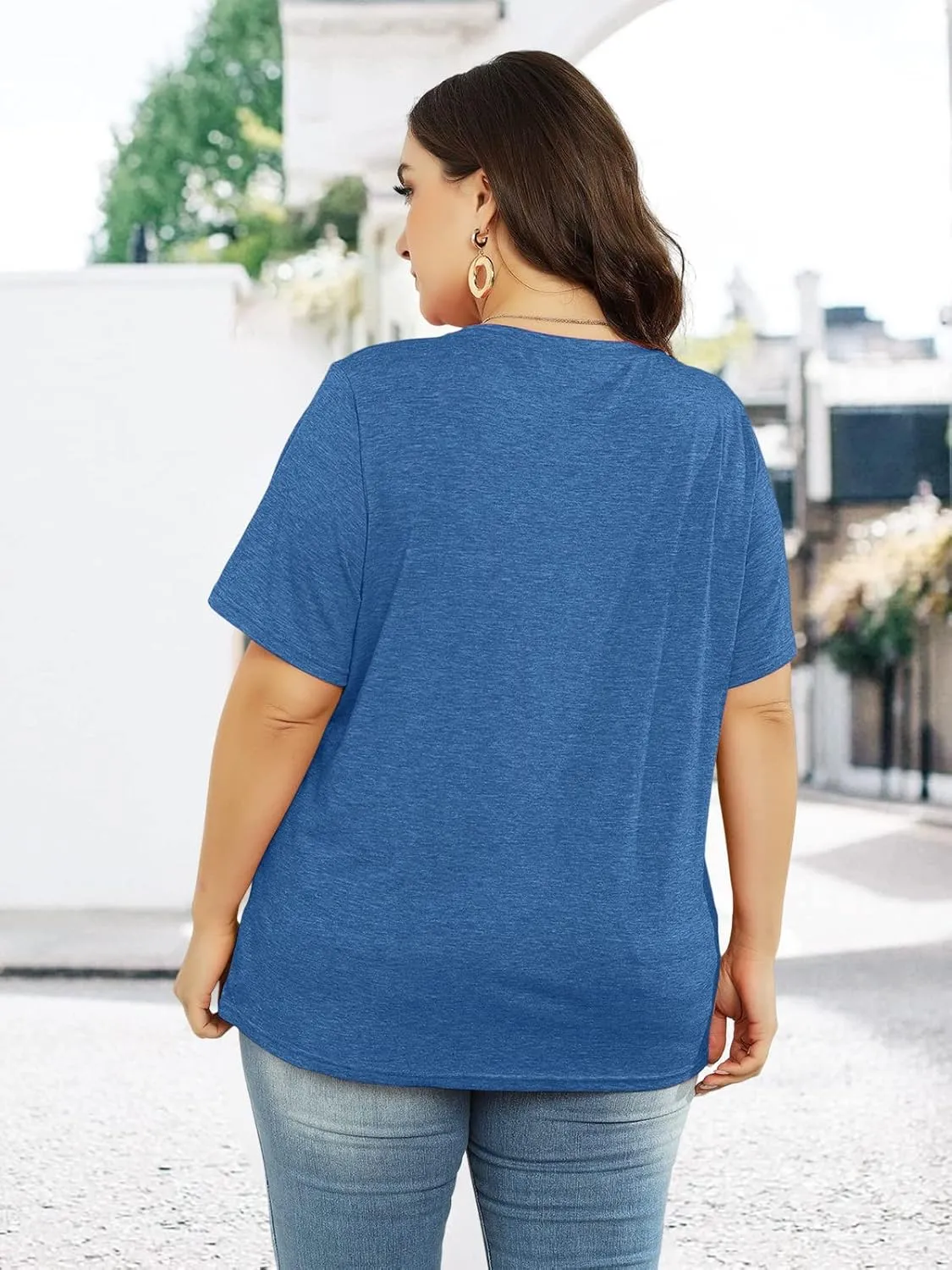 Binshre Plus Size Tops for Women Cute Graphic Tees Loose Fit Flower Printing Short Sleeve Crew Neck T Shirts