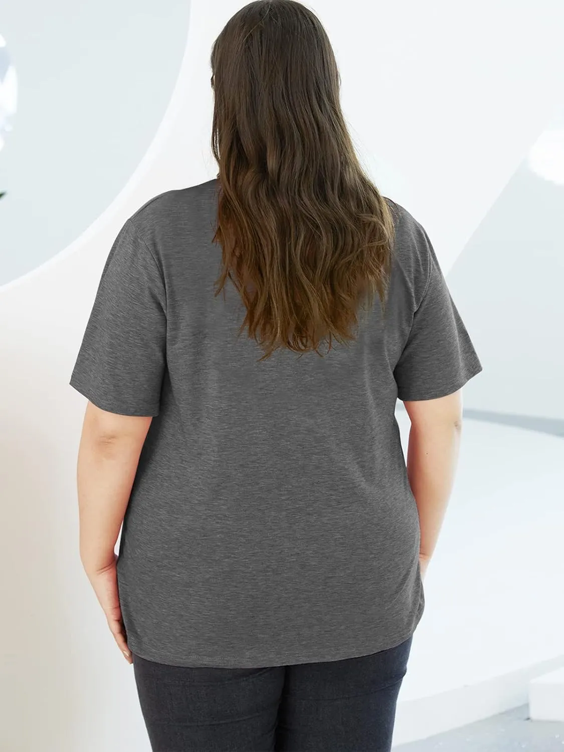Binshre Plus Size Tops for Women Cute Graphic Tees Loose Fit Flower Printing Short Sleeve Crew Neck T Shirts