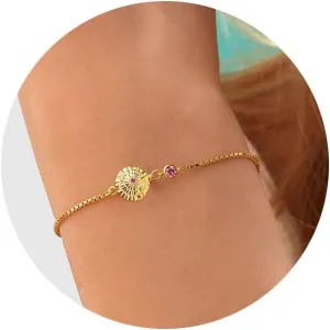 Birthday Gifts for Women, Birthstone Bracelets for Women Girls Mom Birthday Gifts for Her Adjustable Gold Birth Flower Link Bracelet 18th 21st 30th 40th 50th Mothers Day Gift Birthday Jewelry