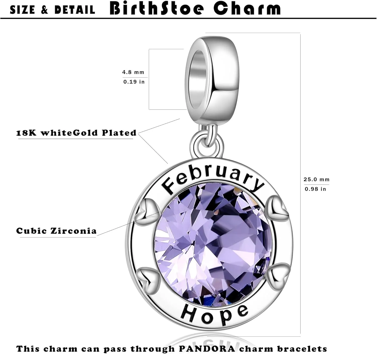 Birthstone Charms for Women Bracelets Birthday Bead Charms for Pandora Bracelets and Necklace Jewelry Gifts for Women