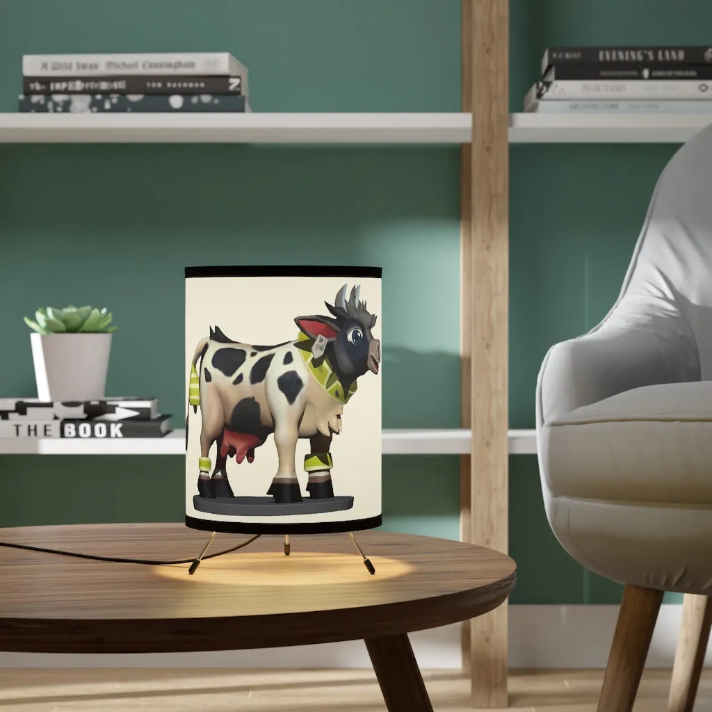 Black Cow Tripod Lamp with High-Res Printed Shade, US/CA plug