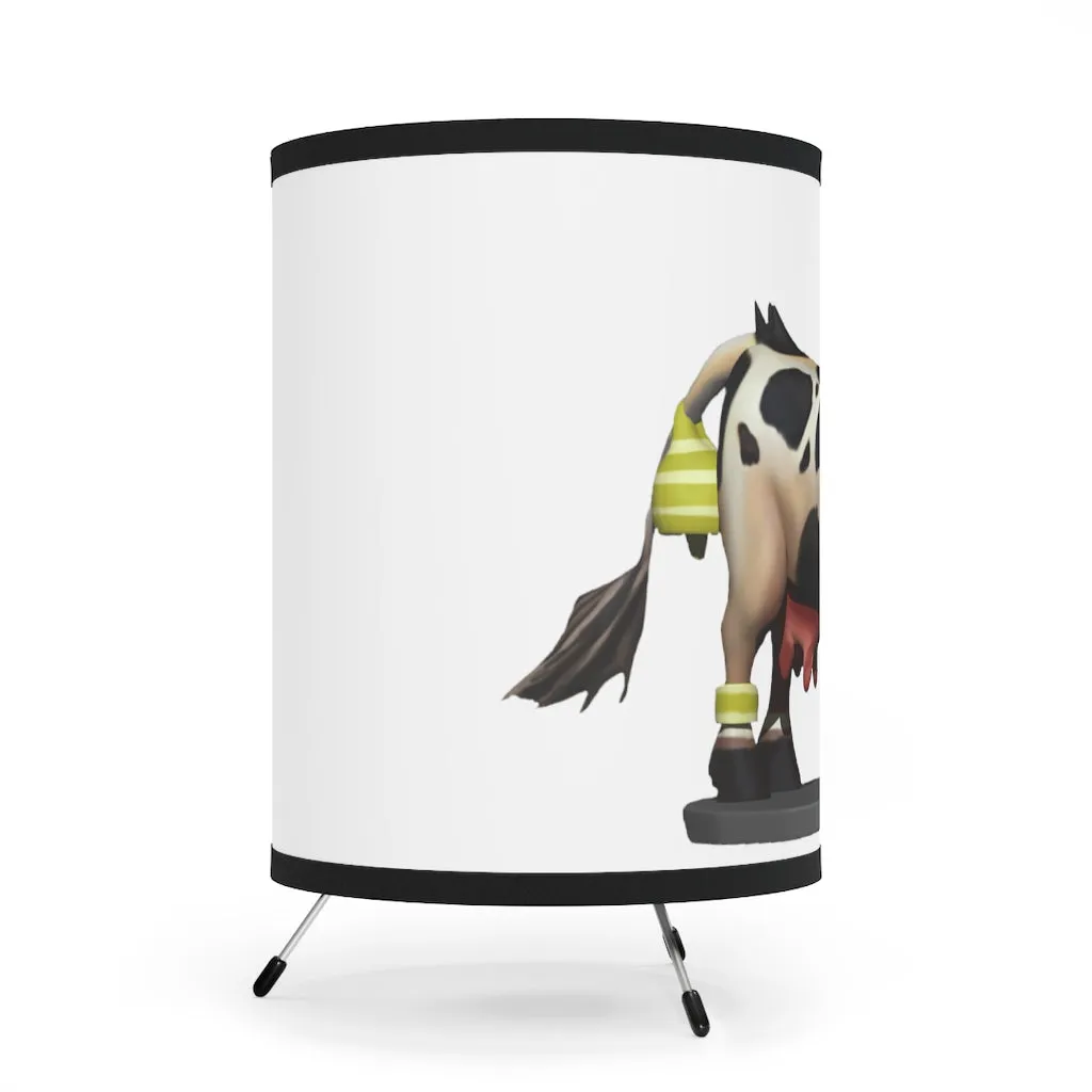 Black Cow Tripod Lamp with High-Res Printed Shade, US/CA plug