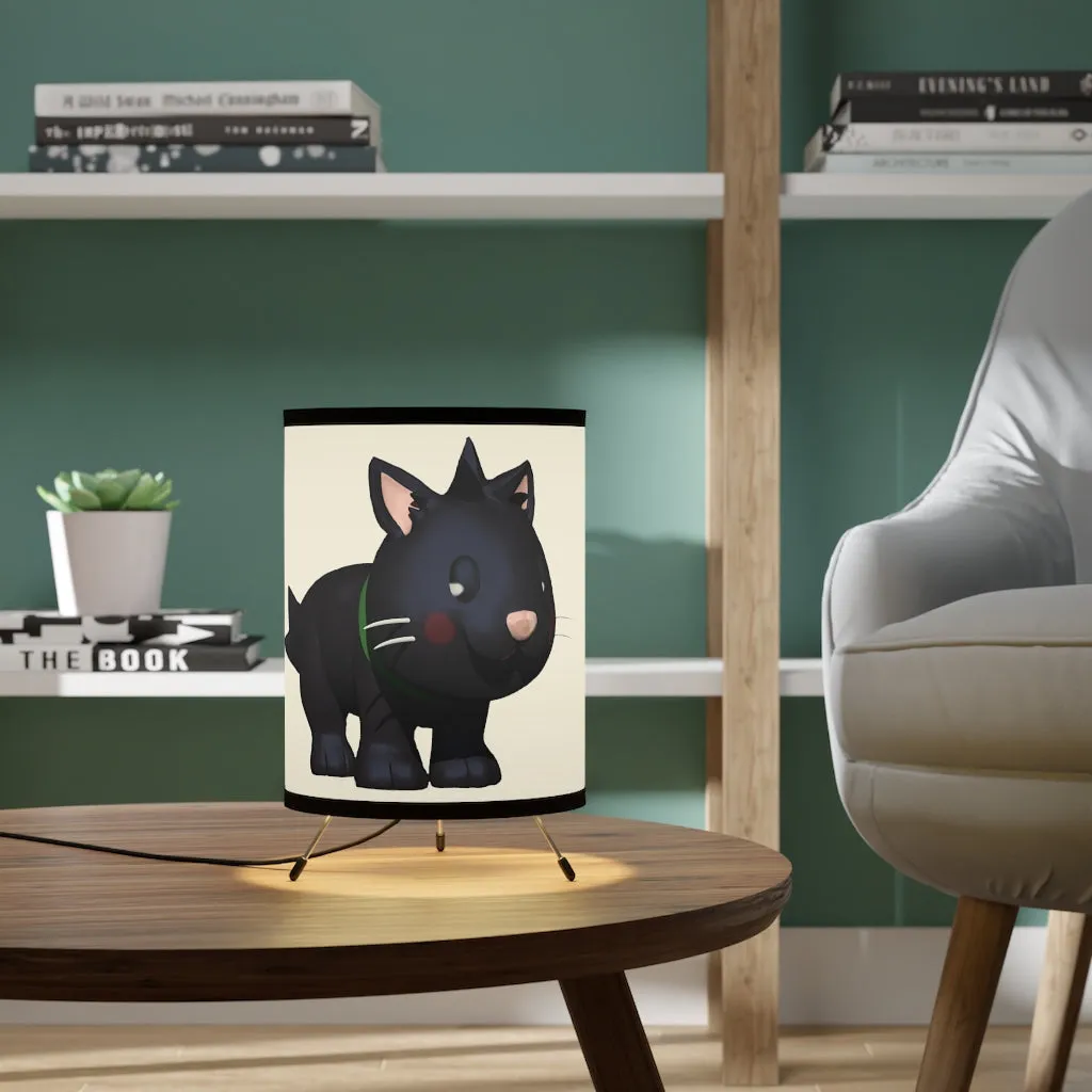 Black Kitty Tripod Lamp with High-Res Printed Shade, US/CA plug