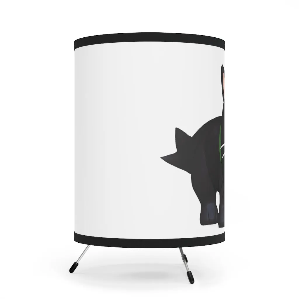 Black Kitty Tripod Lamp with High-Res Printed Shade, US/CA plug