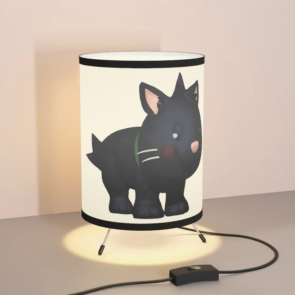 Black Kitty Tripod Lamp with High-Res Printed Shade, US/CA plug