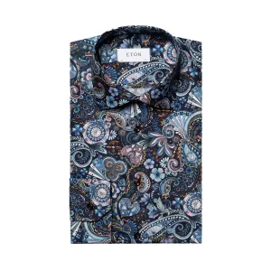 Blue Motif Signature Twill Contemporary Fit Shirt