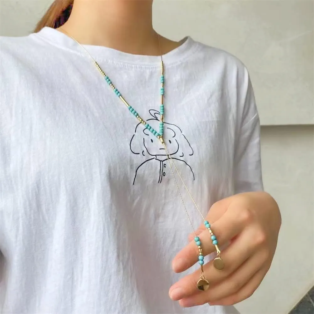 Boho Necklaces for Women Layered Turquoise Beaded Choker Necklace Western Jewelry for Women Sequin Coin Necklace Country Necklace Bohemian Boho Jewelry for Women Western Necklaces Summer Beach Necklace